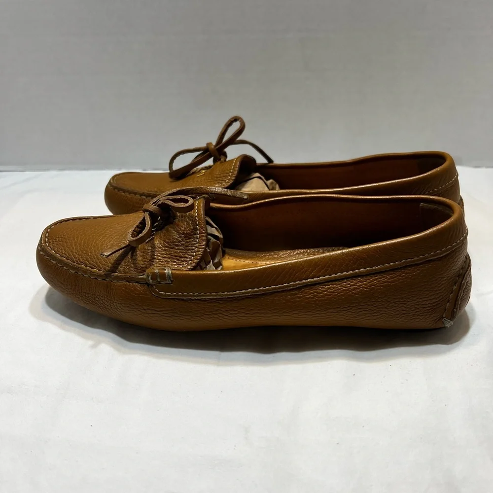 Prada Women's Brown Leather Loafers Size 6.5 - Picture 2 of 8